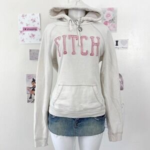 Abercrombie & Fitch Vintage Y2K White & Pink Logo Hoodie Size XL — McBling